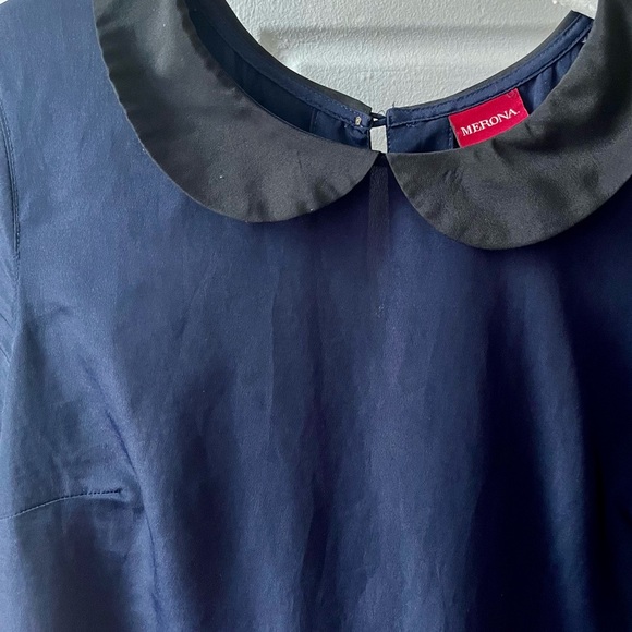 Merona Navy Blue/Black Peter Pan Collar Short-Sleeved Blouse - Picture 6 of 6